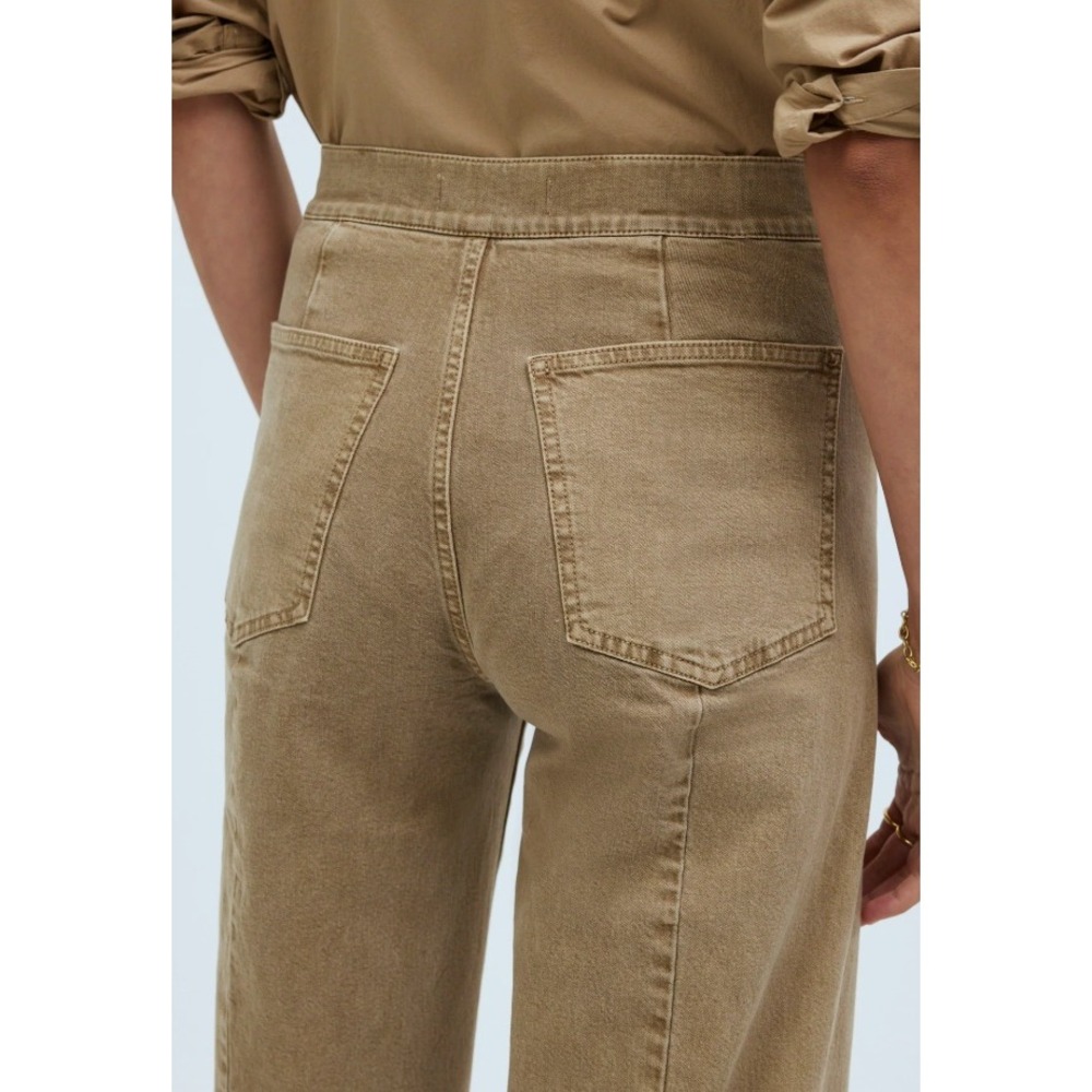 Madewell Emmett‎ Wide-Leg Crop Pants Women Size Petite 28 Tan Khaki High Rise - Picture 2 of 11